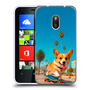Пластиковый чехол на Nokia Lumia 620 с принтом Корги на скейте