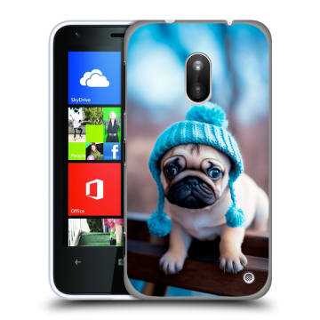 Пластиковый чехол на Nokia Lumia 620 с принтом Мопс в шапке
