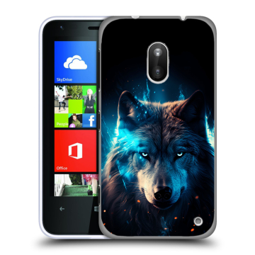 Пластиковый чехол на Nokia Lumia 620 с принтом Волк ночной Пластиковый чехол на Nokia Lumia 620 с принтом Волк ночной
