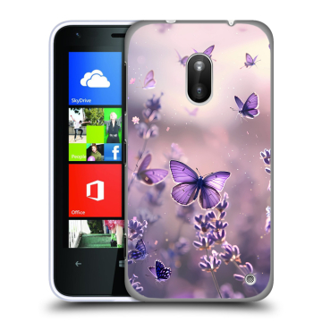 Пластиковый чехол на Nokia Lumia 620 с принтом бабочки и лаванда