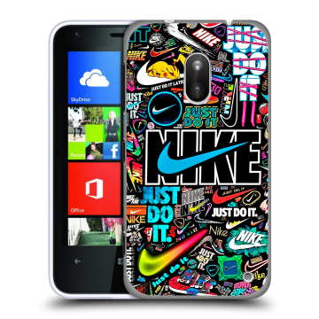 Пластиковый чехол на Nokia Lumia 620 с принтом найк nike черный Пластиковый чехол на Nokia Lumia 620 с принтом найк nike черный