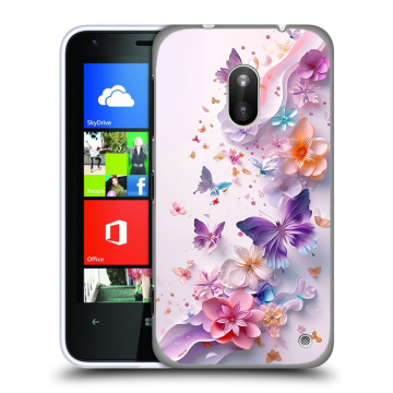 Пластиковый чехол на Nokia Lumia 620 с принтом цветы бабочки Пластиковый чехол на Nokia Lumia 620 с принтом цветы бабочки