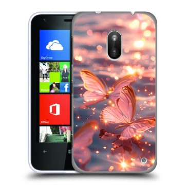 Пластиковый чехол на Nokia Lumia 620 с принтом бабочки розовые