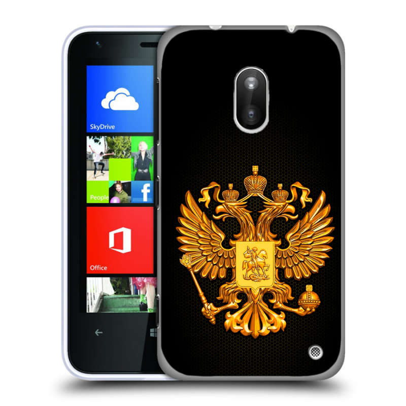 Пластиковый чехол на Nokia Lumia 620 с принтом Герб России желтый Пластиковый чехол на Nokia Lumia 620 с принтом Герб России желтый