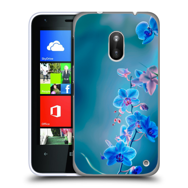 Пластиковый чехол на Nokia Lumia 620 с принтом Голубые цветы Пластиковый чехол на Nokia Lumia 620 с принтом Голубые цветы
