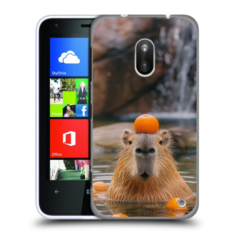 Пластиковый чехол на Nokia Lumia 620 с принтом Капибара с апельсином Пластиковый чехол на Nokia Lumia 620 с принтом Капибара с апельсином