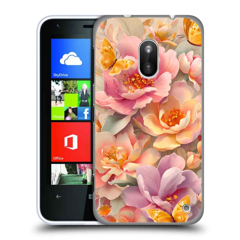 Пластиковый чехол на Nokia Lumia 620 с принтом Цветы и бабочки Пластиковый чехол на Nokia Lumia 620 с принтом Цветы и бабочки