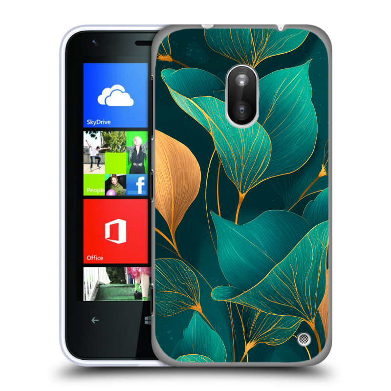 Пластиковый чехол на Nokia Lumia 620 с принтом Листья и золото Пластиковый чехол на Nokia Lumia 620 с принтом Листья и золото