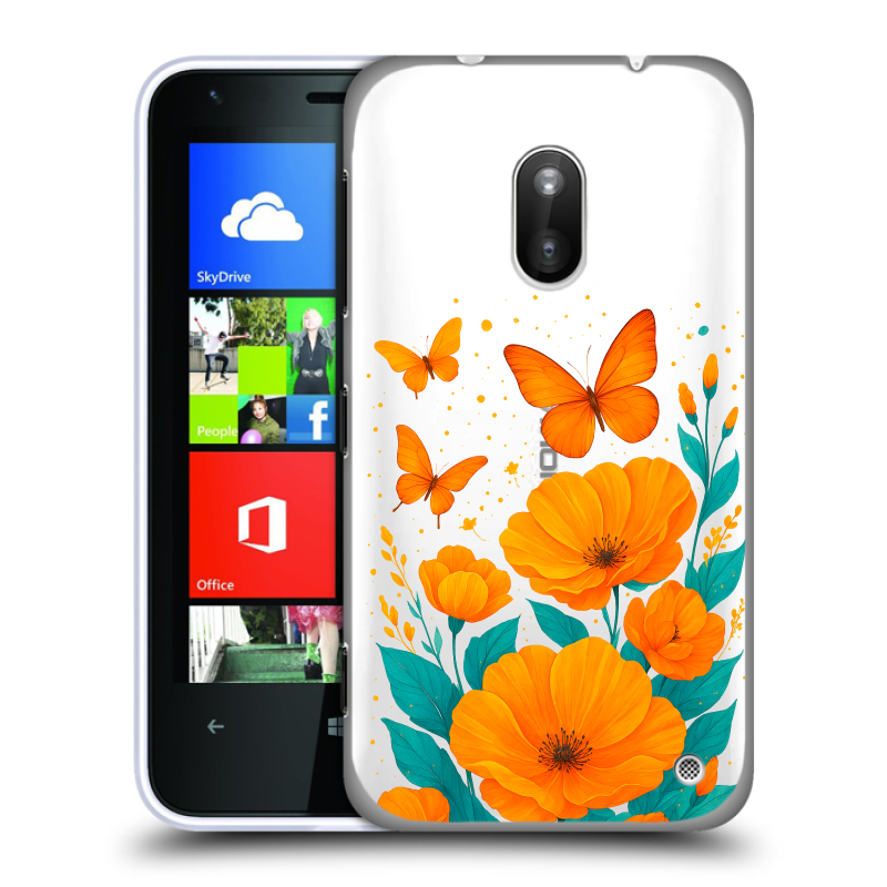 Пластиковый чехол на Nokia Lumia 620 с принтом цветы бабочки Пластиковый чехол на Nokia Lumia 620 с принтом цветы бабочки
