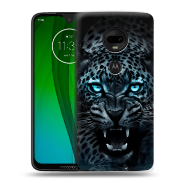 Пластиковый чехол на Motorola Moto G7 с принтом Темный леопард