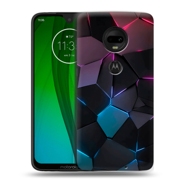 Пластиковый чехол на Motorola Moto G7 с принтом Геометрия неона