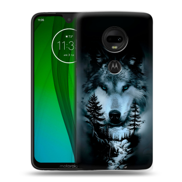 Пластиковый чехол на Motorola Moto G7 с принтом Лесной волк