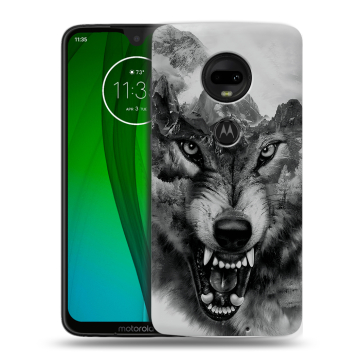 Пластиковый чехол на Motorola Moto G7 с принтом Волк