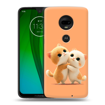 Пластиковый чехол на Motorola Moto G7 с принтом Милые котики