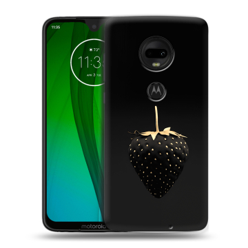 Пластиковый чехол на Motorola Moto G7 с принтом Черная клубника