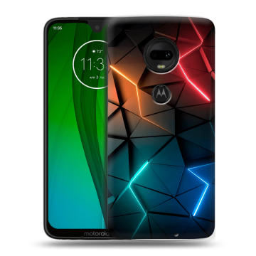 Пластиковый чехол на Motorola Moto G7 с принтом Абстракция неон