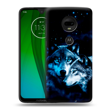 Пластиковый чехол на Motorola Moto G7 с принтом Волки