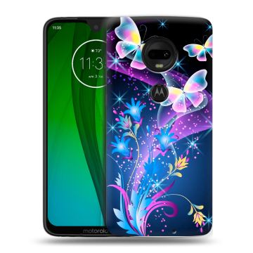 Пластиковый чехол на Motorola Moto G7 с принтом Бабочки