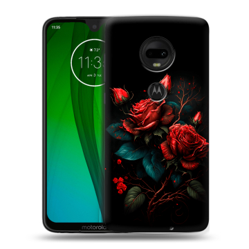 Пластиковый чехол на Motorola Moto G7 с принтом Розы красные