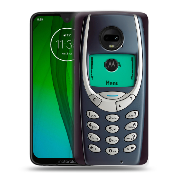 Пластиковый чехол на Motorola Moto G7 с принтом Старый телефон