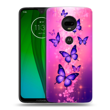 Пластиковый чехол на Motorola Moto G7 с принтом Бабочки