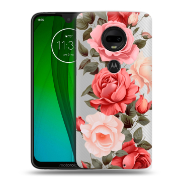Пластиковый чехол на Motorola Moto G7 с принтом Розы