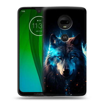 Пластиковый чехол на Motorola Moto G7 с принтом Волк ночной