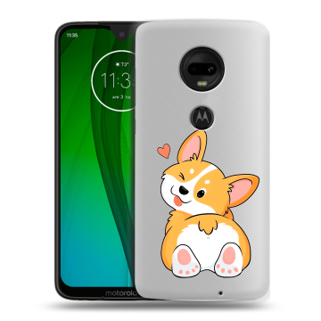 Пластиковый чехол на Motorola Moto G7 с принтом Корги