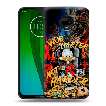 Пластиковый чехол на Motorola Moto G7 с принтом Дональд Дак Деньги