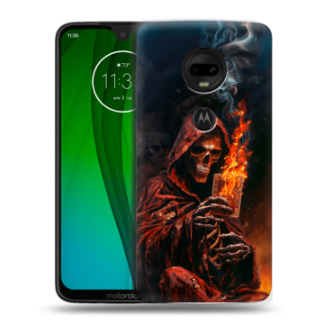 Пластиковый чехол на Motorola Moto G7 с принтом Скелет и карты