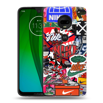 Пластиковый чехол на Motorola Moto G7 с принтом Найк Nike яркий