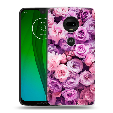 Пластиковый чехол на Motorola Moto G7 с принтом лавандовые розы
