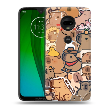 Пластиковый чехол на Motorola Moto G7 с принтом капибара