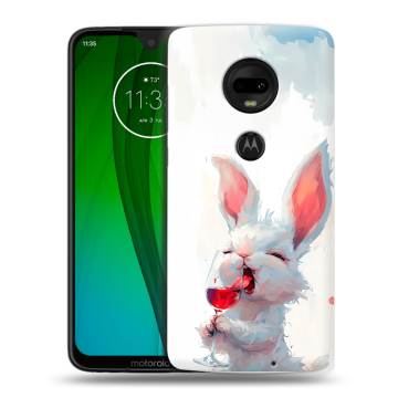 Пластиковый чехол на Motorola Moto G7 с принтом кролик зайчик