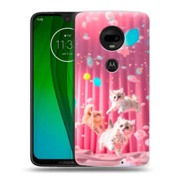 Пластиковый чехол на Motorola Moto G7 с принтом милые котики