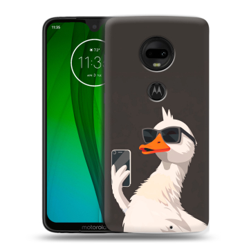 Пластиковый чехол на Motorola Moto G7 с принтом утка в очках