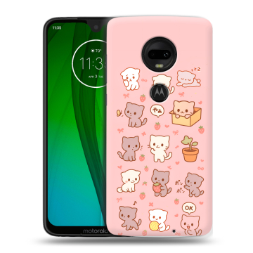 Пластиковый чехол на Motorola Moto G7 с принтом Hello Kitty Хелоу Кити