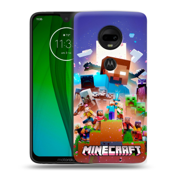 Пластиковый чехол на Motorola Moto G7 с принтом Майнкрафт Minecraft