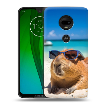 Пластиковый чехол на Motorola Moto G7 с принтом Капибара