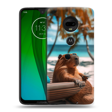 Пластиковый чехол на Motorola Moto G7 с принтом Капибара