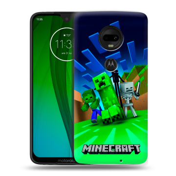 Пластиковый чехол на Motorola Moto G7 с принтом Майнкрафт