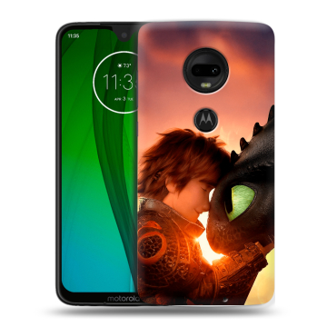 Пластиковый чехол на Motorola Moto G7 с принтом Как приручить дракона