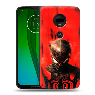 Пластиковый чехол на Motorola Moto G7 с принтом человек паук spiderman