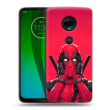 Пластиковый чехол на Motorola Moto G7 с принтом Дедпул Deadpool