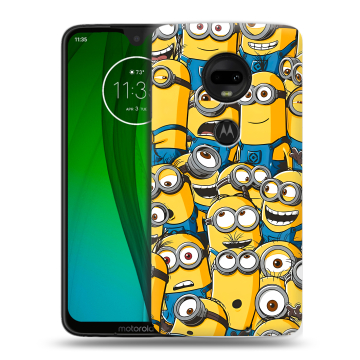 Пластиковый чехол на Motorola Moto G7 с принтом Миньоны