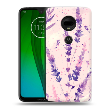 Пластиковый чехол на Motorola Moto G7 с принтом цветы лаванда