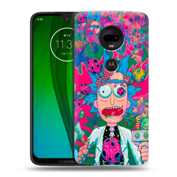 Пластиковый чехол на Motorola Moto G7 с принтом Рик и Морти Rick Morty