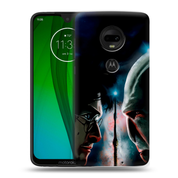 Пластиковый чехол на Motorola Moto G7 с принтом Гарри Поттер Harry Potter
