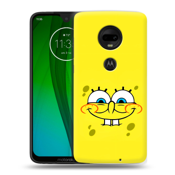 Пластиковый чехол на Motorola Moto G7 с принтом спанчбоб спанч боб