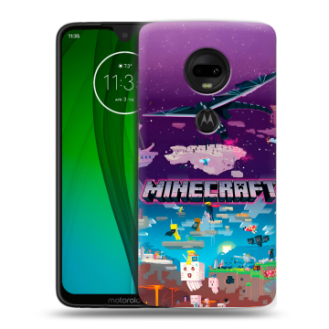 Пластиковый чехол на Motorola Moto G7 с принтом Майнкрафт Minecraft